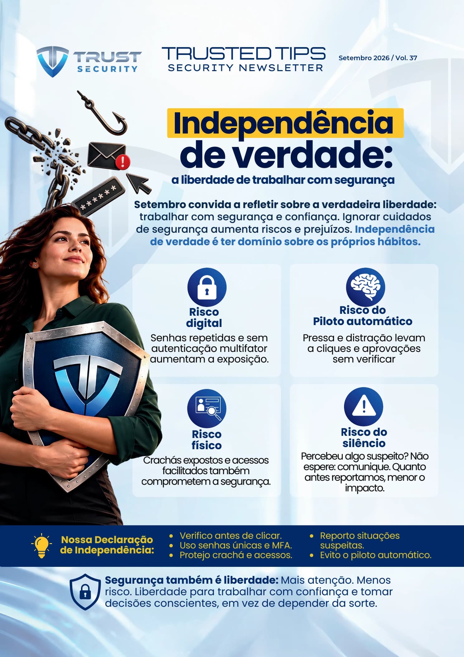 Newsletter Trust Security sobre independência e hábitos de segurança